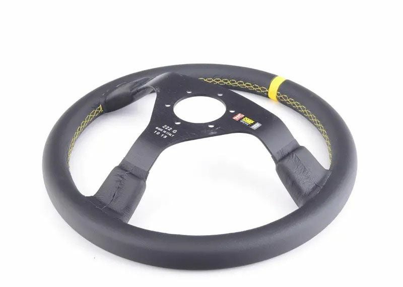 OMP】WRC ステアリングホイール 350mm(ブラックレザー/イエローステッチ)