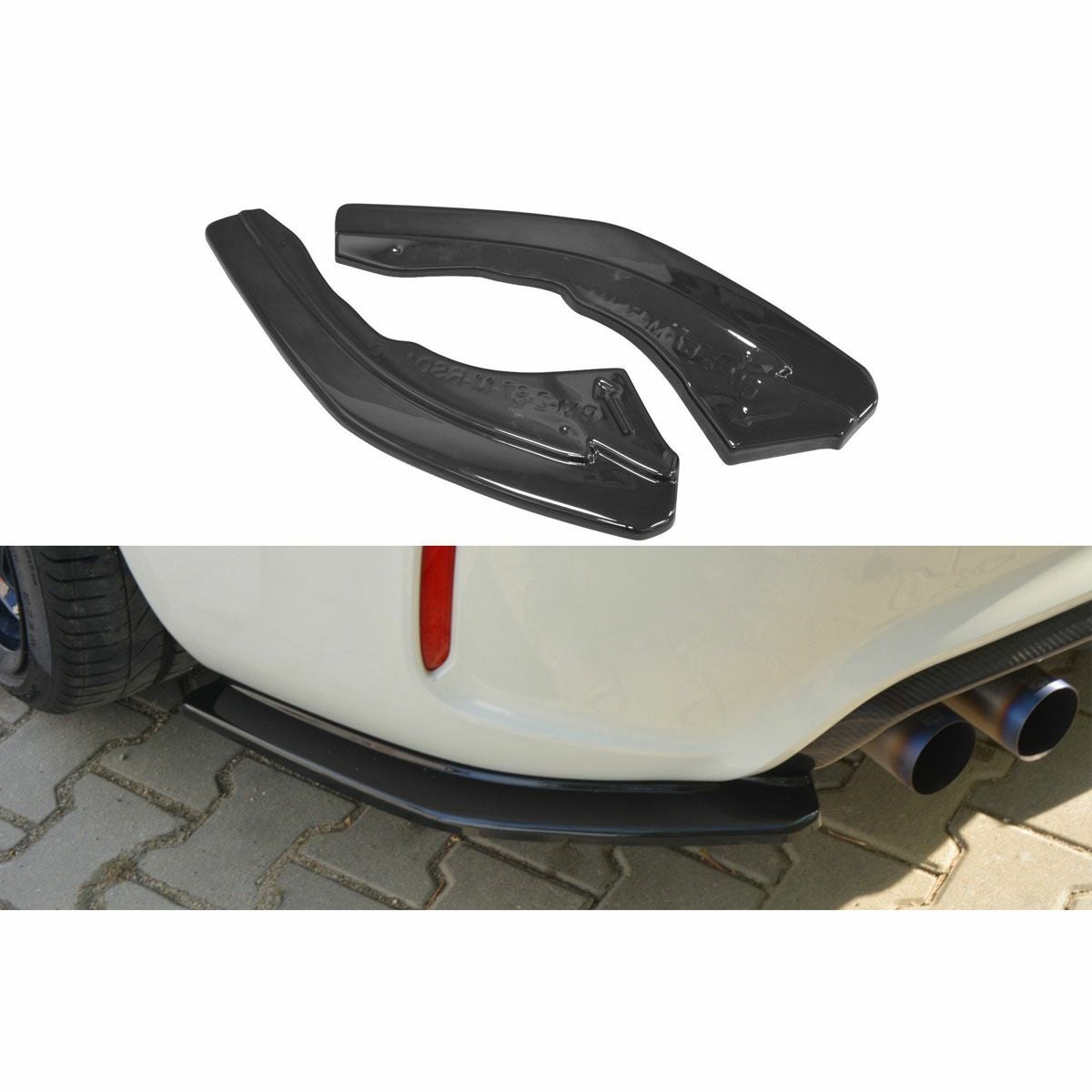 BMW M2(F87) リアバンパーサイドスプリッター(グロスブラック)【Maxton