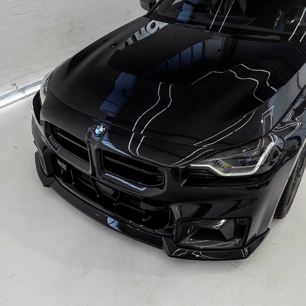 値下げ❗️M4dr／M2  3w  黒エボSを装着 BMW M2(G87) EVO-S グロスブラック・フロントリップスポイラー【ZAERO